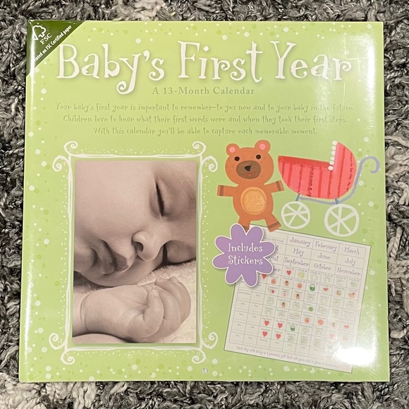 Baby’s First Year Calendar 13 months Keepsake Track Grow Stickers - Picture 1 of 4